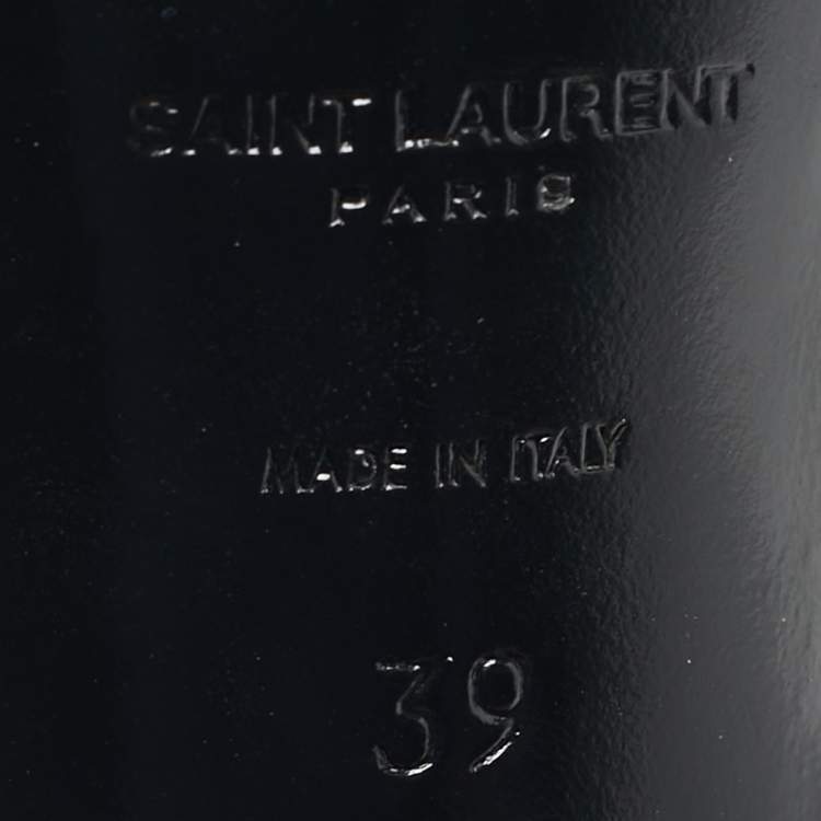 Pre Owned Saint Laurent iris Size 39 Black Feather and Leather Sandals