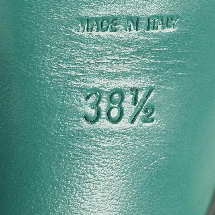 Pre Owned Saint Laurent Tribute Size 37 Green Patent Leather Ankle Strap Sandals