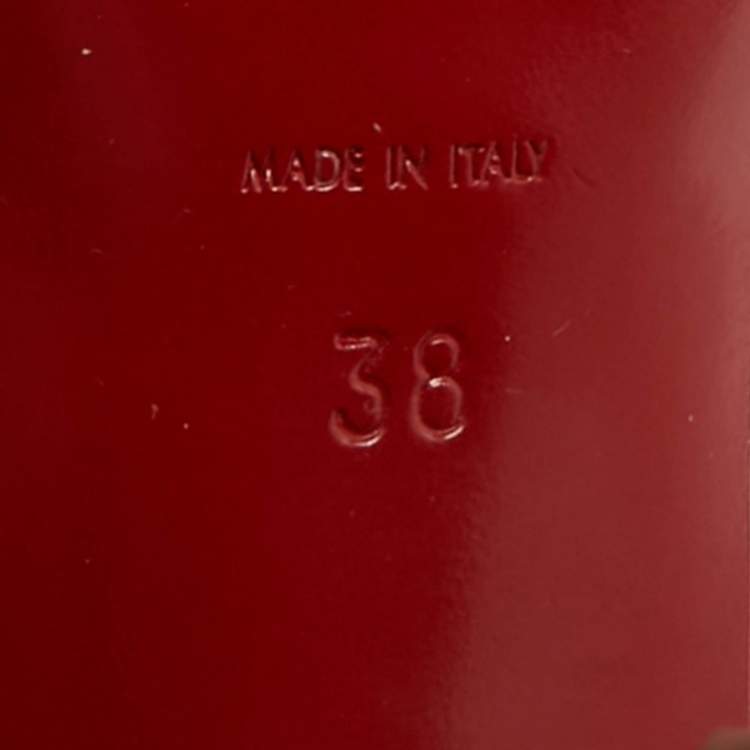 Pre Owned Saint Laurent Tribute Size 38 Red Texture Suede Platform Ankle Strap Sandals