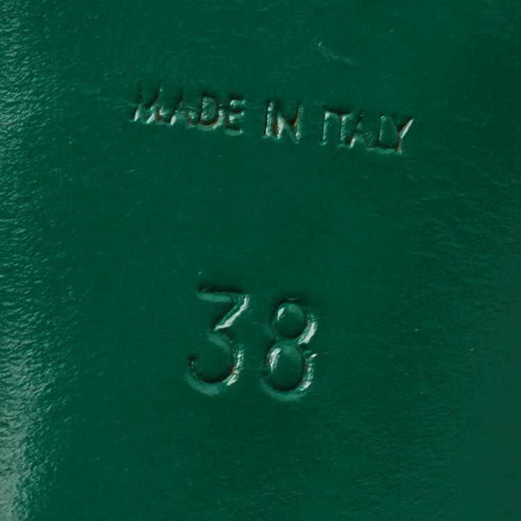 Pre Owned Saint Laurent Tribute Size 38 Dark Green Leather Platform Sandals