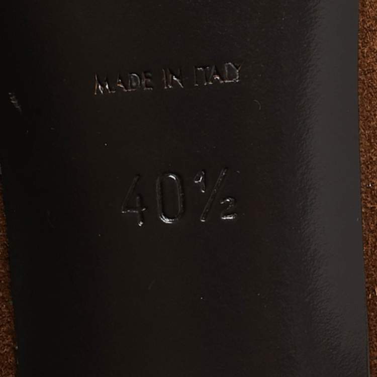 Pre Owned Saint Laurent Zoe Size 40.5 Brown Suede Metal Pointed Toe Pumps