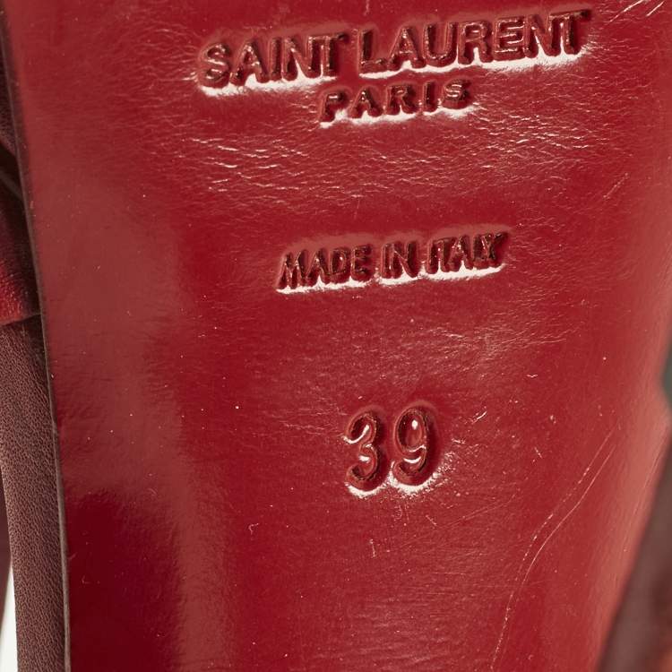 Pre Owned Saint Laurent Tribute Size 39 Red Leather Ankle Strap Sandals