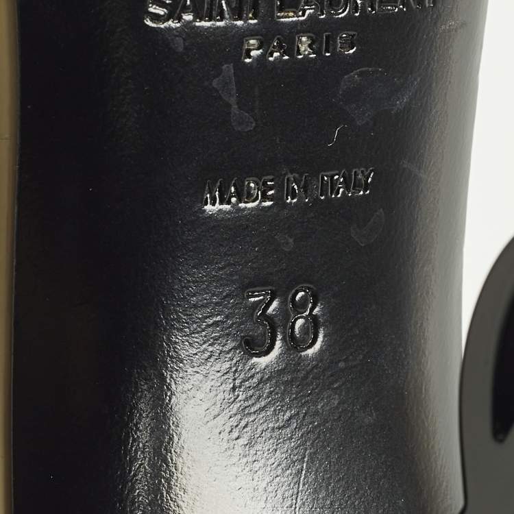 Pre Owned Saint Laurent Opyum Size 38 Cream Patent Leather Ankle Strap Sandals