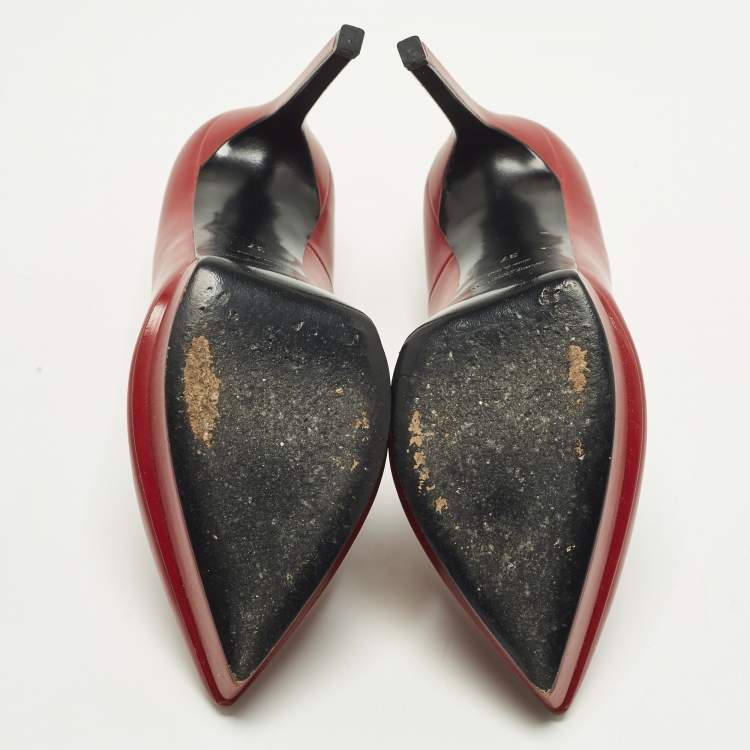 Pre Owned Saint Laurent Tribtoo Size 37 Red Leather Platform Pumps