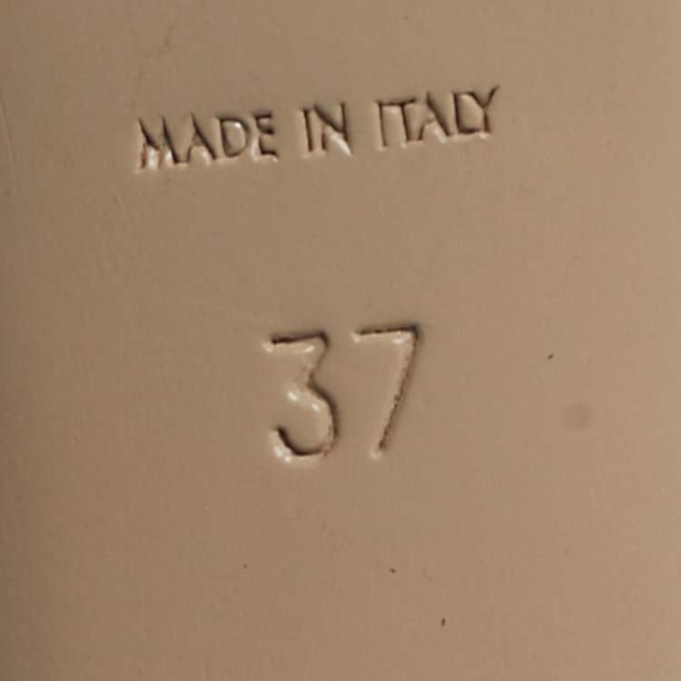 Pre Owned Saint Laurent Tribute Size 37 Beige Leather Platform Sandals