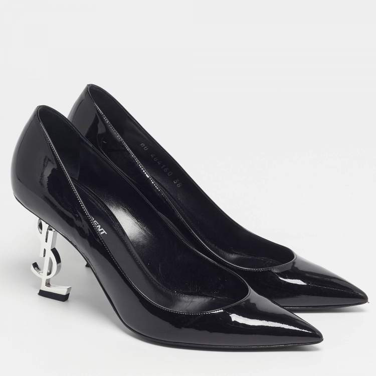 Pre Owned Saint Laurent Opyum Size 38 Black Patent Leather Pumps