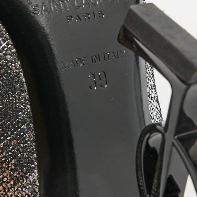 Pre Owned Saint Laurent Opyum Size 39 Silver Texture Suede Pumps