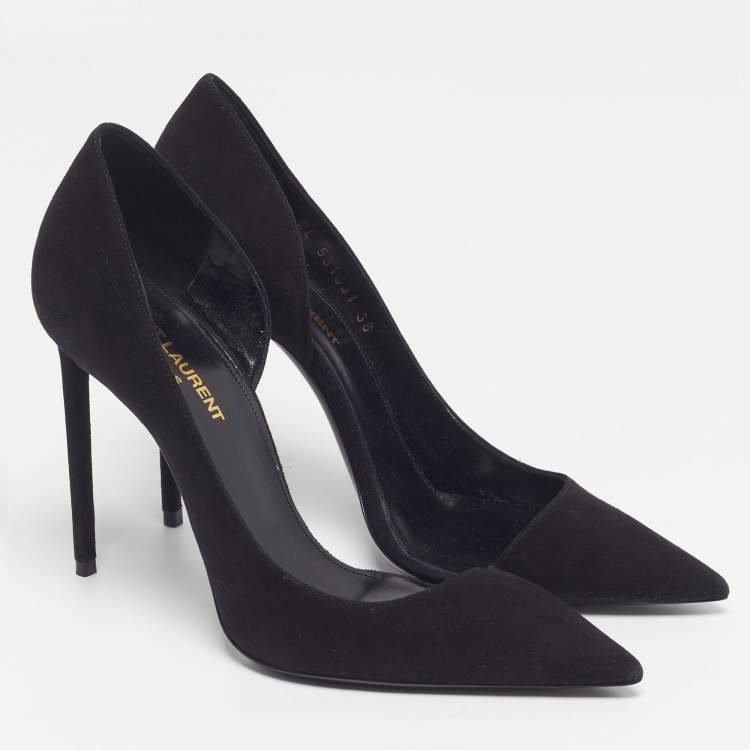 Pre Owned Saint Laurent Paris Size 38 Black Suede Pointed Toe D'orsay Pumps
