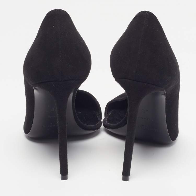 Pre Owned Saint Laurent Paris Size 38 Black Suede Pointed Toe D'orsay Pumps