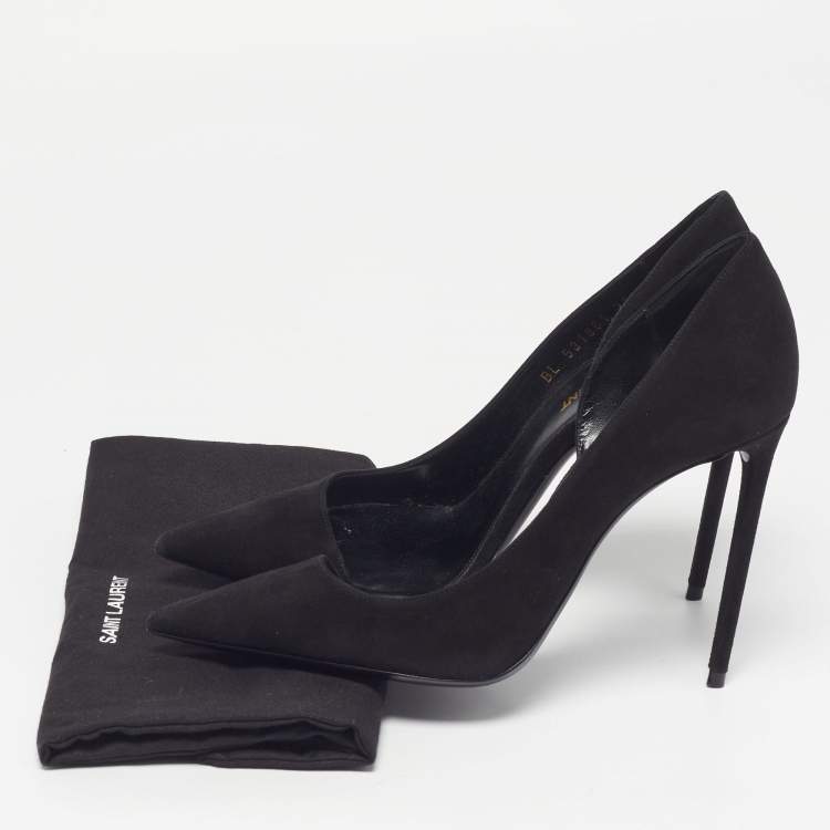 Pre Owned Saint Laurent Paris Size 38 Black Suede Pointed Toe D'orsay Pumps