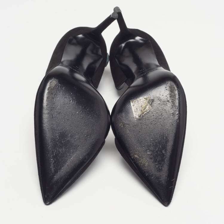 Pre Owned Saint Laurent Paris Size 38 Black Suede Pointed Toe D'orsay Pumps