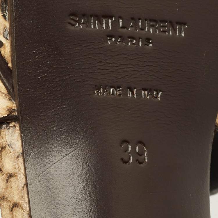 Pre Owned Saint Laurent Tribute Size 39 Multicolor Snakeskin Embossed Leather Platform Sandals
