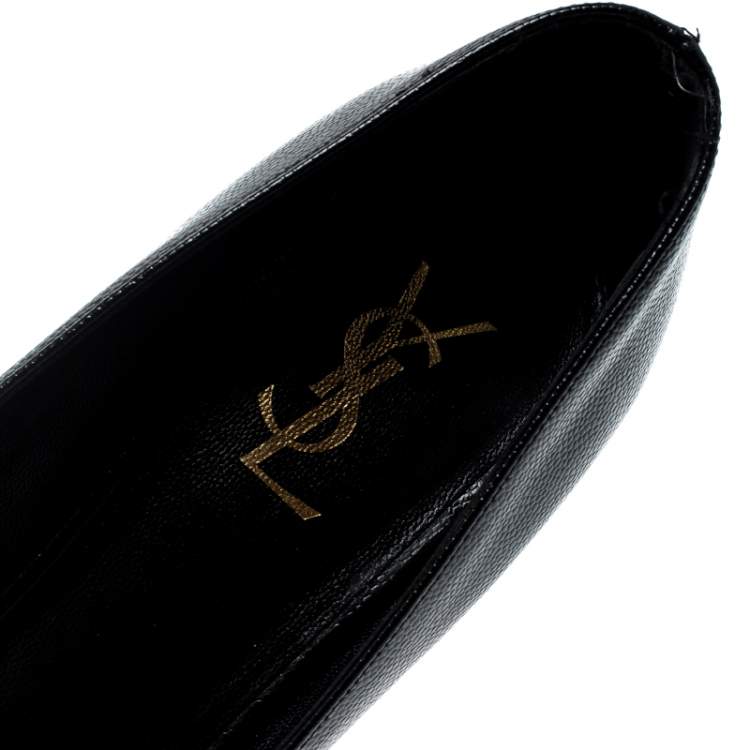 Pre Owned Saint Laurent Paris Black Leather Tribtoo Platform Pumps Size 40