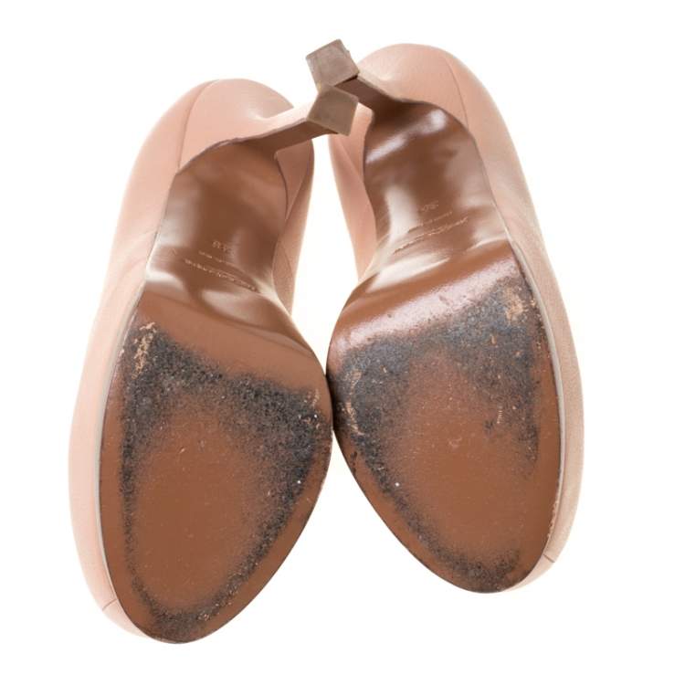 Pre Owned Saint Laurent Paris Beige Leather Tribtoo Platform Pumps 35