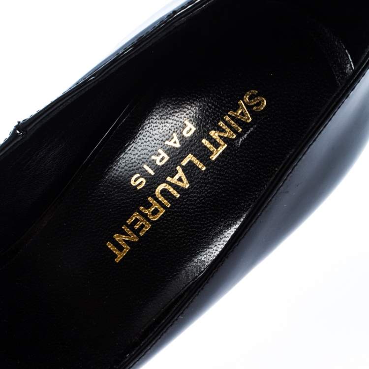 Pre Owned Saint Laurent Black Patent Leather Janis Pointed Toe Platform Pumps Size 36