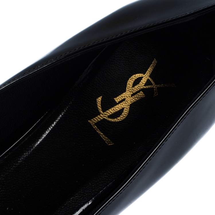 مملوكة مسبقًا Saint Laurent Black Patent Leather Tribtoo Round Toe Pumps Size 40.5
