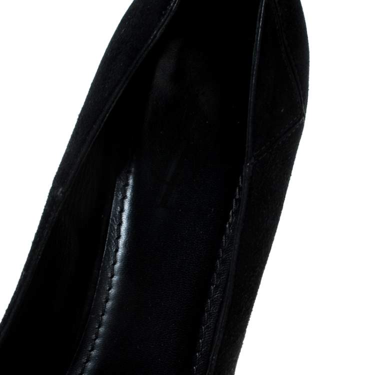 Pre Owned Saint Laurent Paris Black Suede Platform Pumps 40