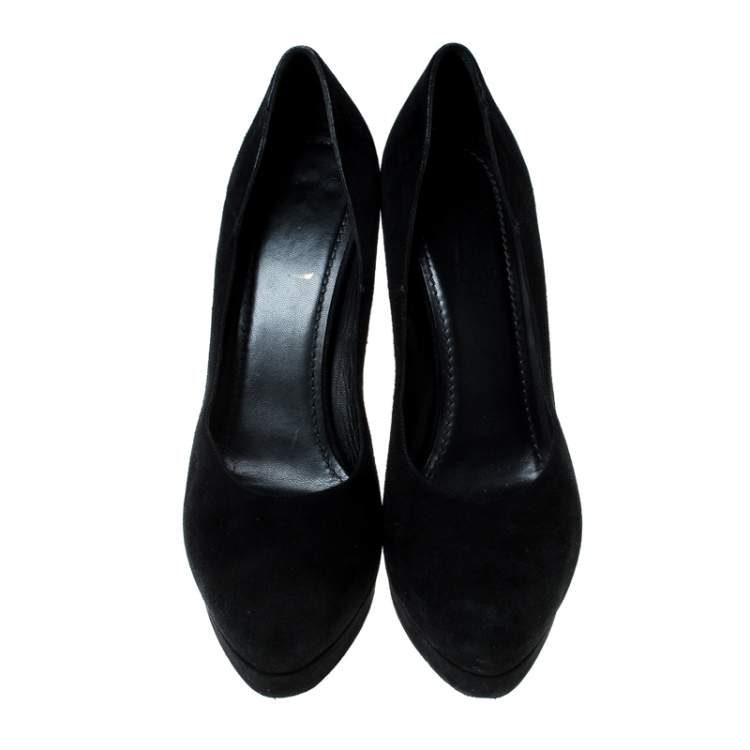 Pre Owned Saint Laurent Paris Black Suede Platform Pumps 40