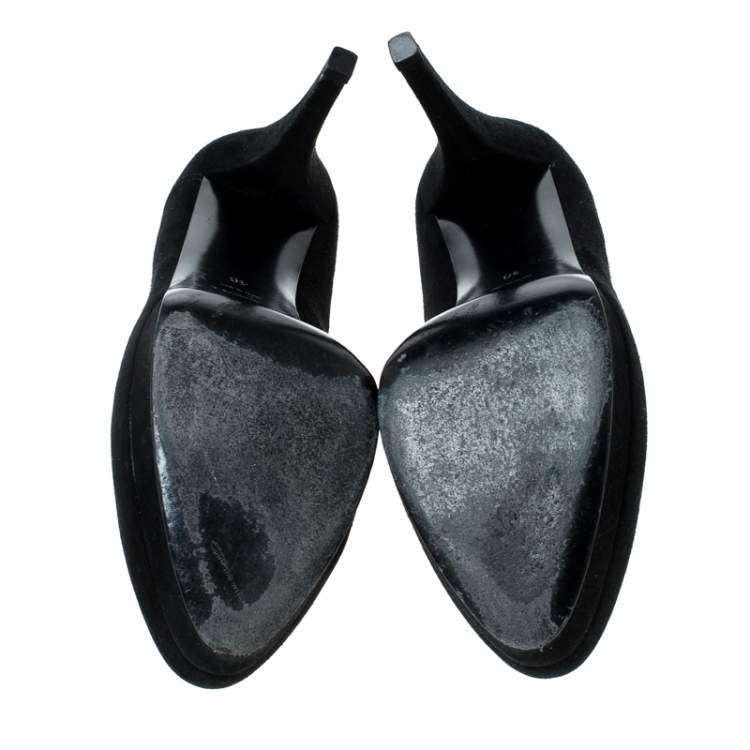 Pre Owned Saint Laurent Paris Black Suede Platform Pumps 40