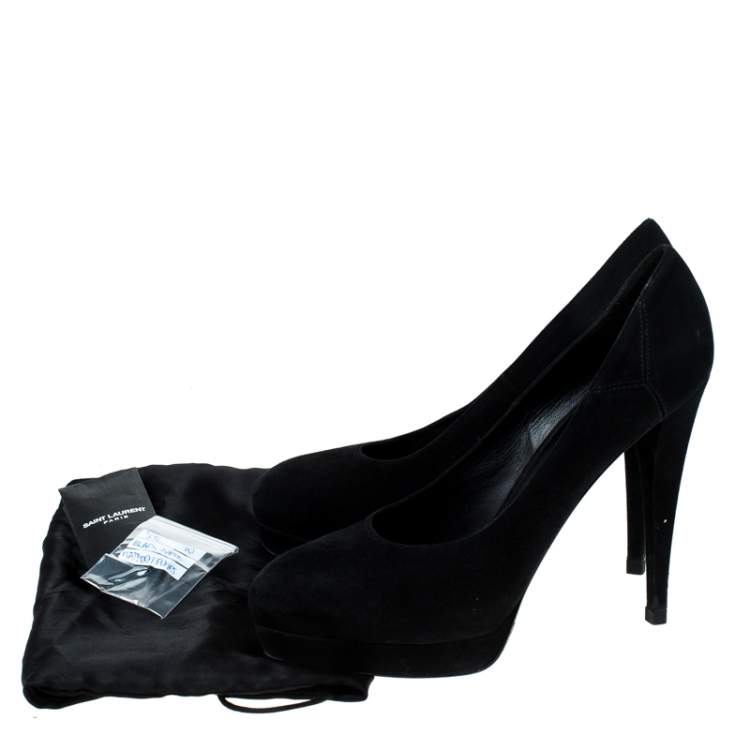 Pre Owned Saint Laurent Paris Black Suede Platform Pumps 40