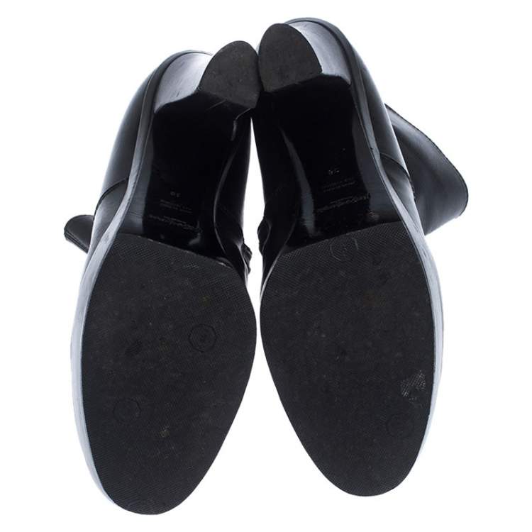 Pre Owned Saint Laurent Paris Black Zipped Platform Ankle Boots Size 38