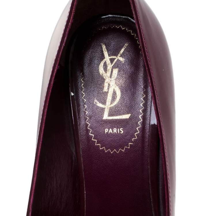 Pre Owned Saint Laurent Paris Purple Patent Leather Tribtoo Pumps Size 39