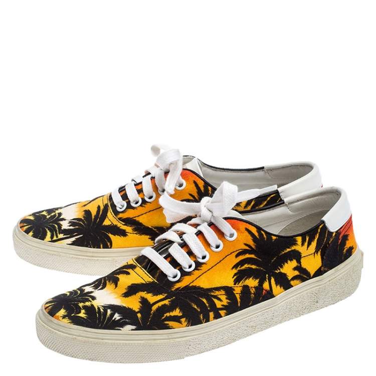 Pre Owned Saint Laurent Paris Multicolor Floral Canvas Low Top Sneakers Size 39.5
