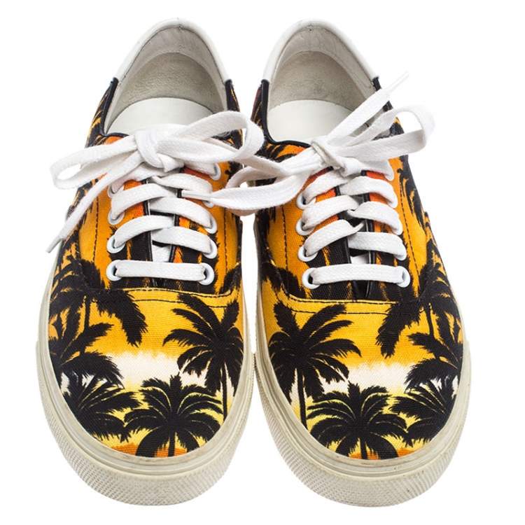 Pre Owned Saint Laurent Paris Multicolor Floral Canvas Low Top Sneakers Size 39.5