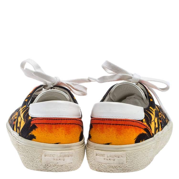 Pre Owned Saint Laurent Paris Multicolor Floral Canvas Low Top Sneakers Size 39.5
