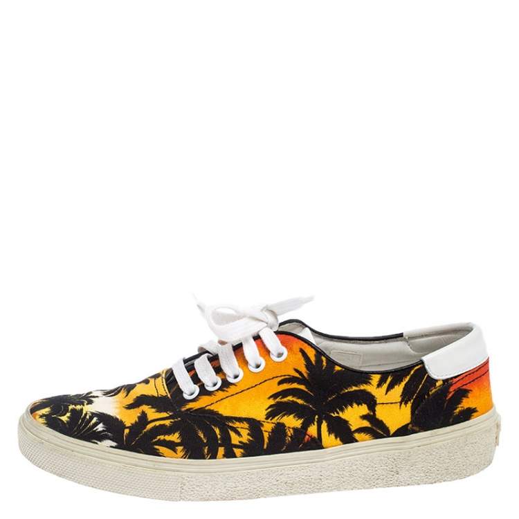 Pre Owned Saint Laurent Paris Multicolor Floral Canvas Low Top Sneakers Size 39.5