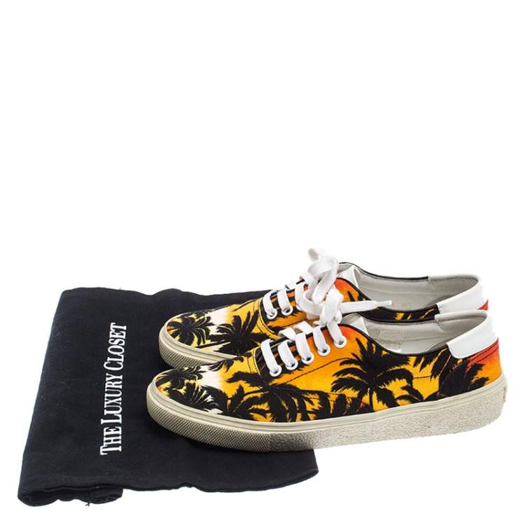 Pre Owned Saint Laurent Paris Multicolor Floral Canvas Low Top Sneakers Size 39.5