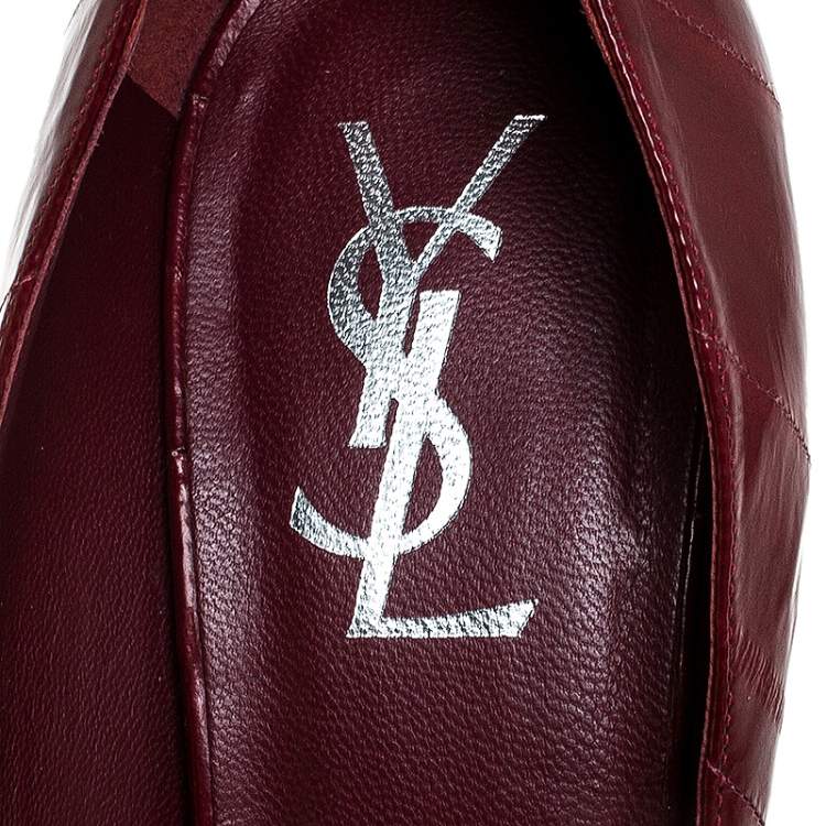 Pre Owned Saint Laurent Paris Burgundy Leather Divine Platform Pumps Size 41