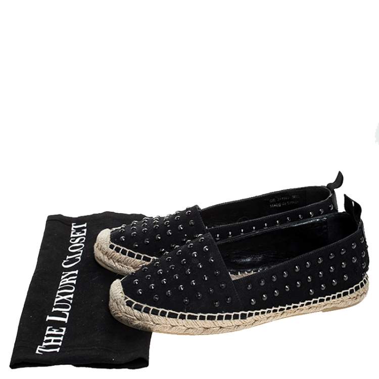Pre Owned Saint Laurent Paris Black Canvas Embellished Espadrilles Size 38.5