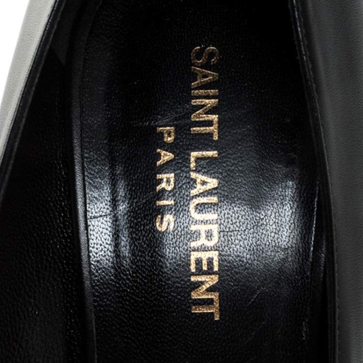 Pre Owned Saint Laurent Black Leather Janis Pointed Toe Platform Pumps Size 41