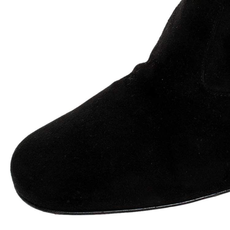 Pre Owned Saint Laurent Paris Black Suede Leather Over The Knee Boots Size 40