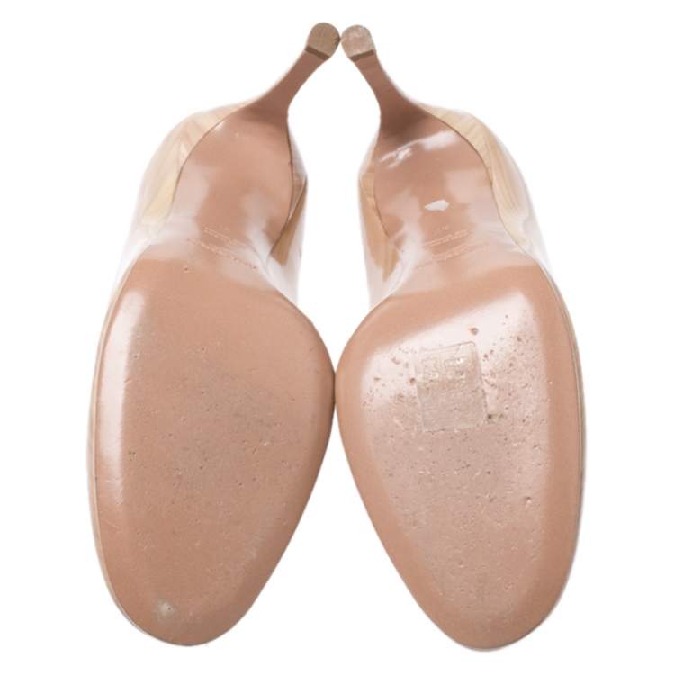 Pre Owned Saint Laurent Paris 2 Tone Round Toe Pumps Size 37