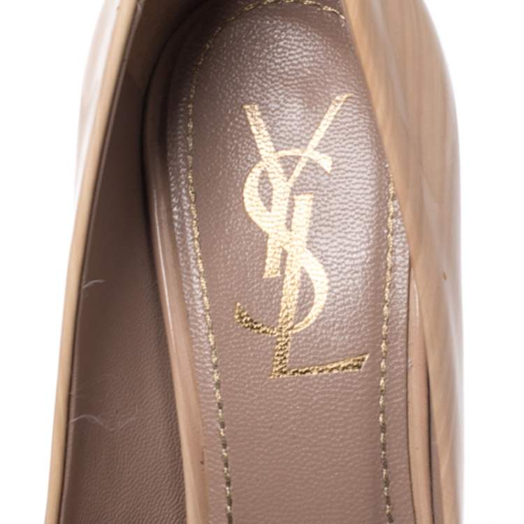 Pre Owned Saint Laurent Paris 2 Tone Round Toe Pumps Size 37
