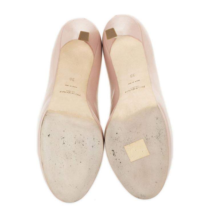 Pre Owned Saint Laurent Paris Pink Leather Tribtoo Platform Pumps Size 38