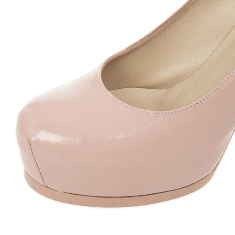Pre Owned Saint Laurent Paris Pink Leather Tribtoo Platform Pumps Size 38