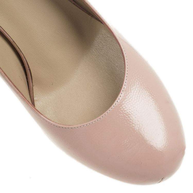Pre Owned Saint Laurent Paris Pink Leather Tribtoo Platform Pumps Size 38