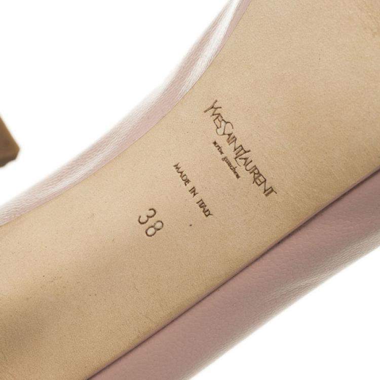 Pre Owned Saint Laurent Paris Pink Leather Tribtoo Platform Pumps Size 38