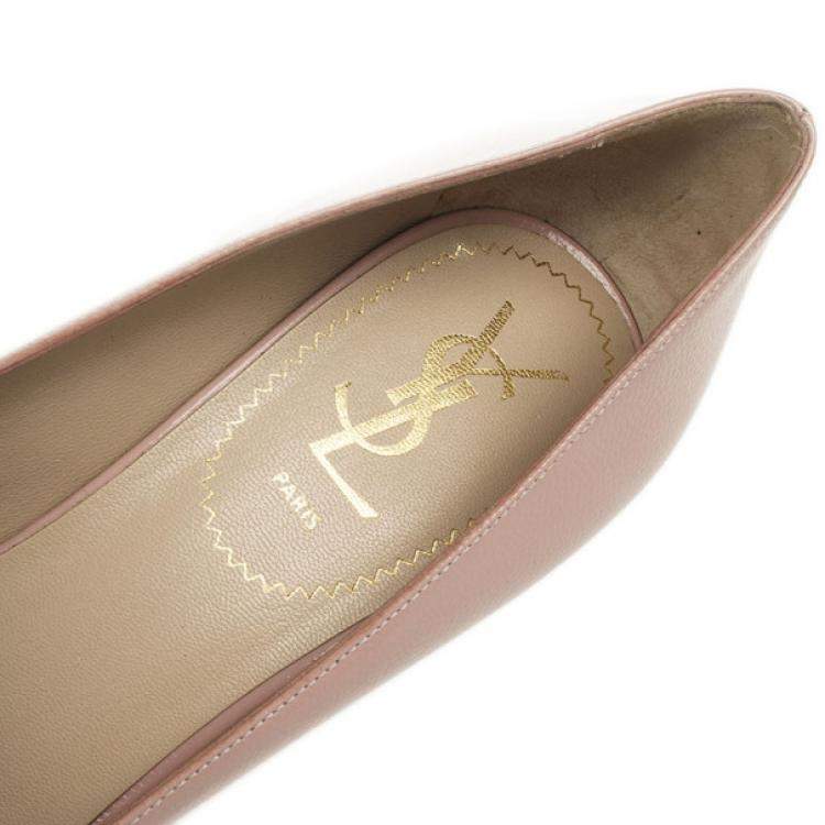 Pre Owned Saint Laurent Paris Pink Leather Tribtoo Platform Pumps Size 38