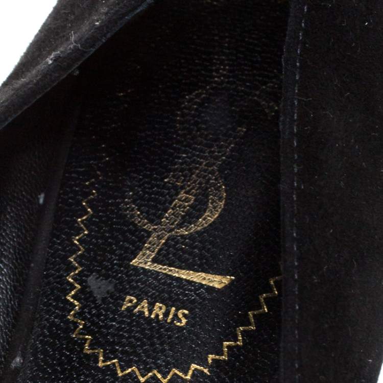 Pre Owned Saint Laurent Paris Black Suede Smoking Slippers Size 38
