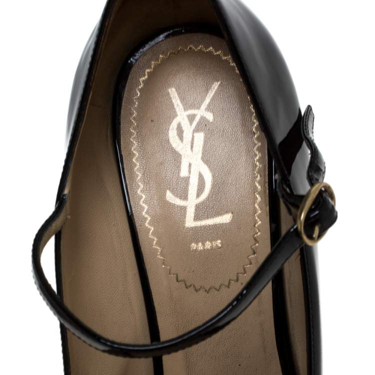Pre Owned Saint Laurent Paris Black Patent Tribute Mary Jane Pumps Size 39