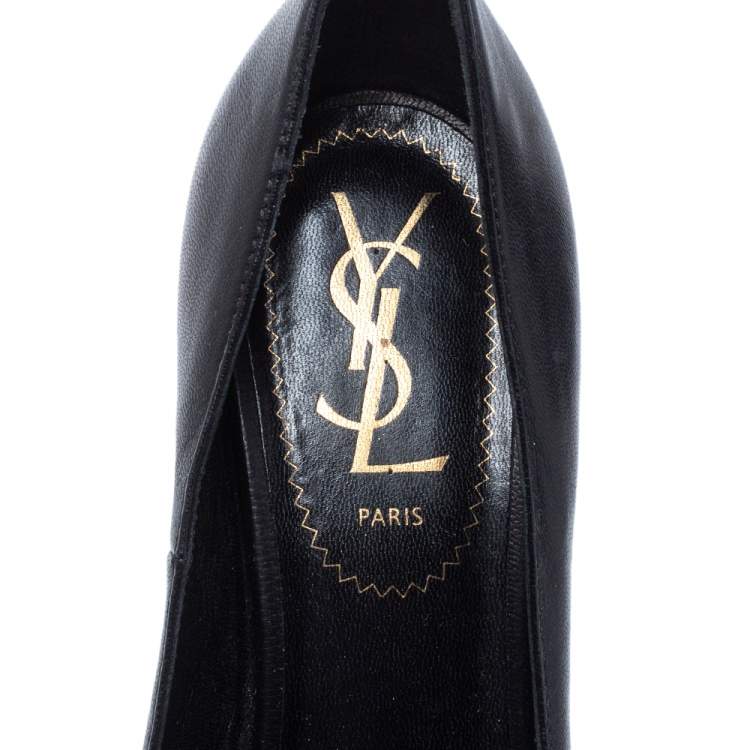 Pre Owned Saint Laurent Black Leather Tribute Pumps Size 36