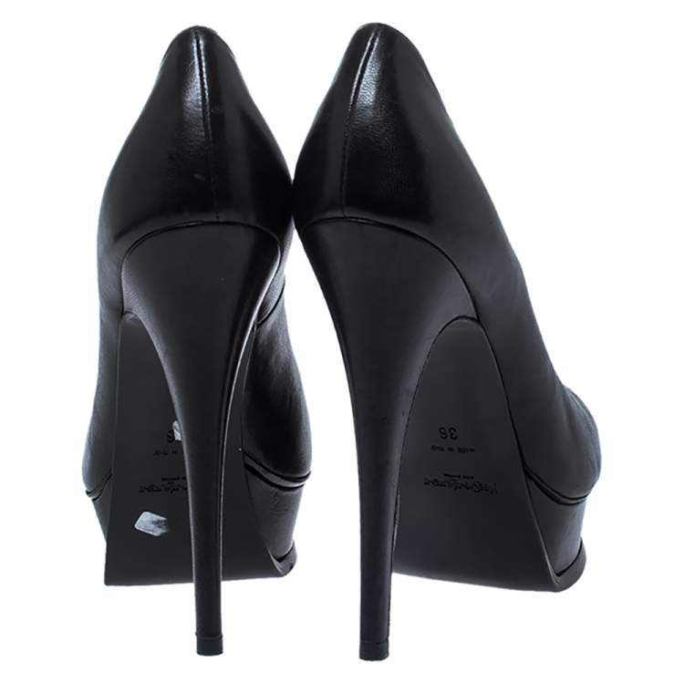 Pre Owned Saint Laurent Black Leather Tribute Pumps Size 36