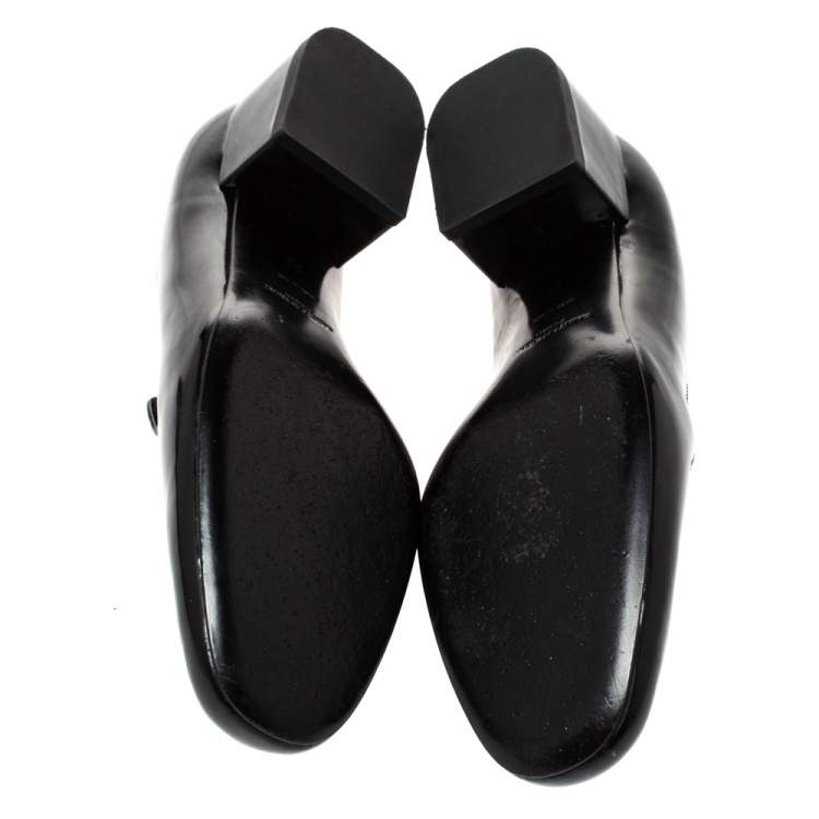Pre Owned Saint Laurent Black/White Patent Leather Babies Tassel Loafers Size 38