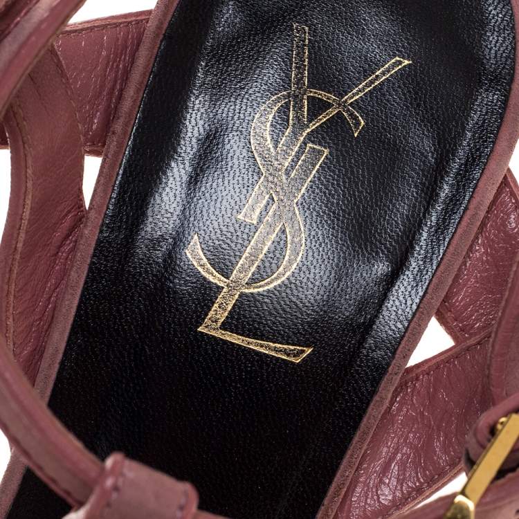 Saint Laurent Paris Pink Suede Tribute Platform Sandals Size 39