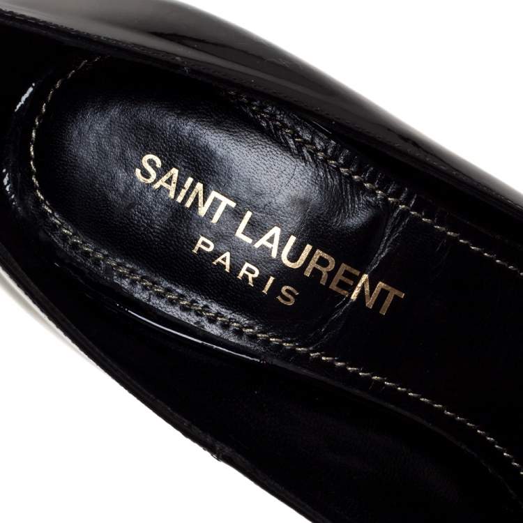 Pre Owned Saint Laurent Paris Black Patent Leather Opyum Pointed Toe Pumps Size 35