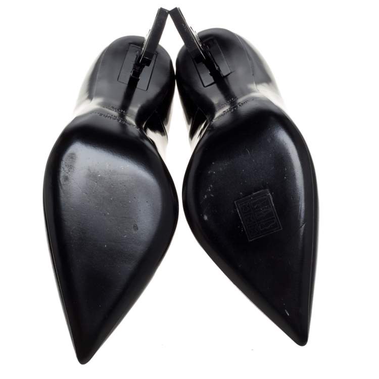 Pre Owned Saint Laurent Paris Black Patent Leather Opyum Pointed Toe Pumps Size 38.5